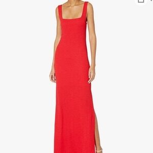 New BCBGeneration Electric Red Square Neck Crepe Full Length Maxi Dress Small